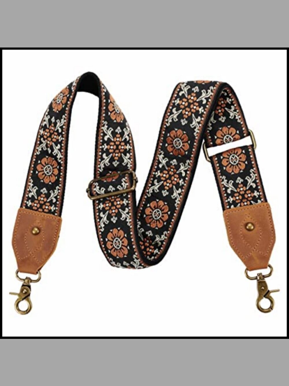 2" Crazy Horse Leather Jacquard Embroidered Adjustable Purse Strap Replacement